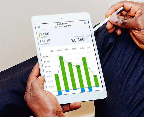 QuickBooks on a tablet
