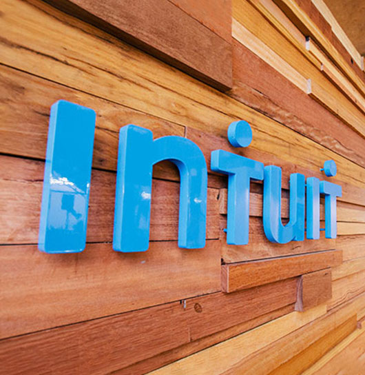 Intuit logo on a wall